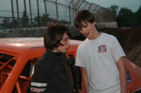 Consulting with Matt, his old racing buddy